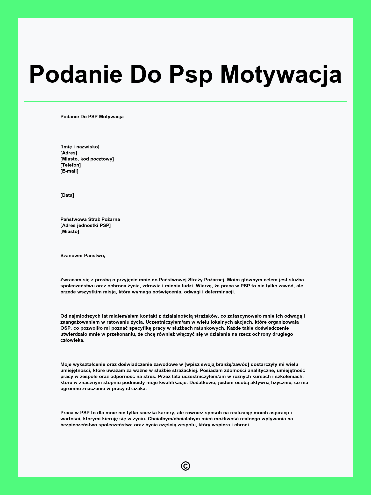 Podanie Do Psp Motywacja