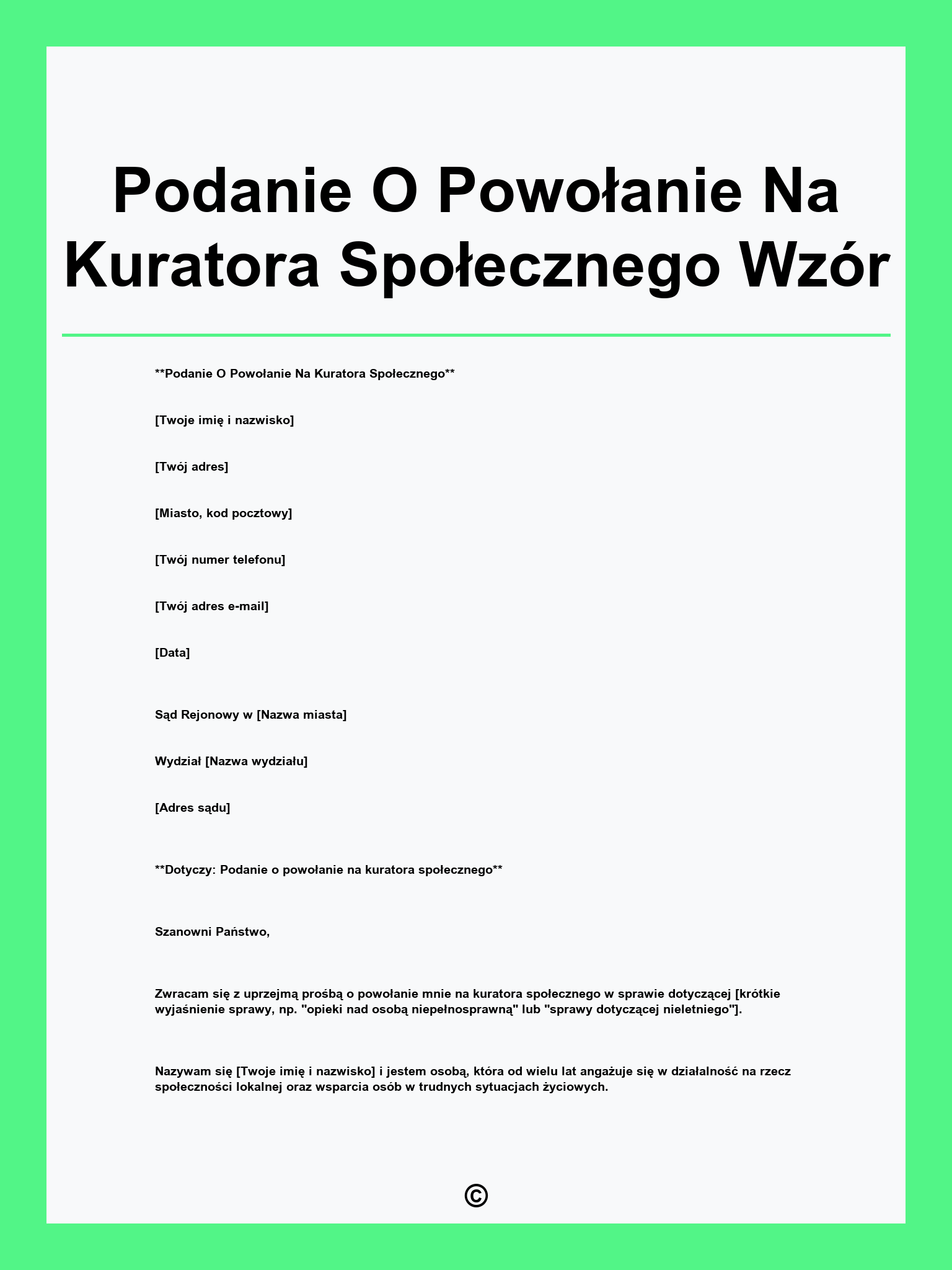 Podanie O Powołanie Na Kuratora Społecznego Wzór