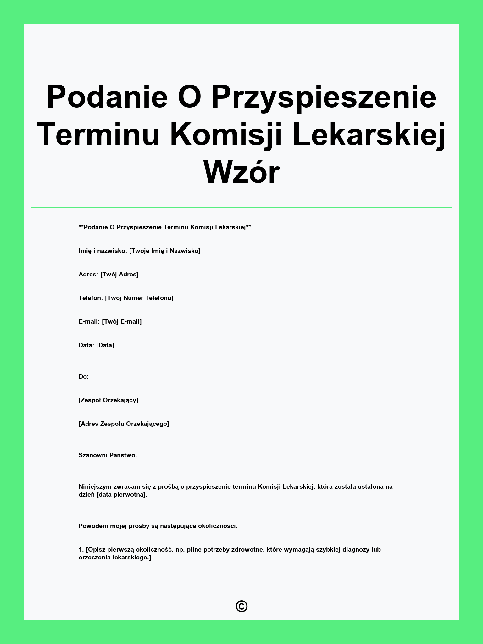 Podanie O Przyspieszenie Terminu Komisji Lekarskiej Wzór