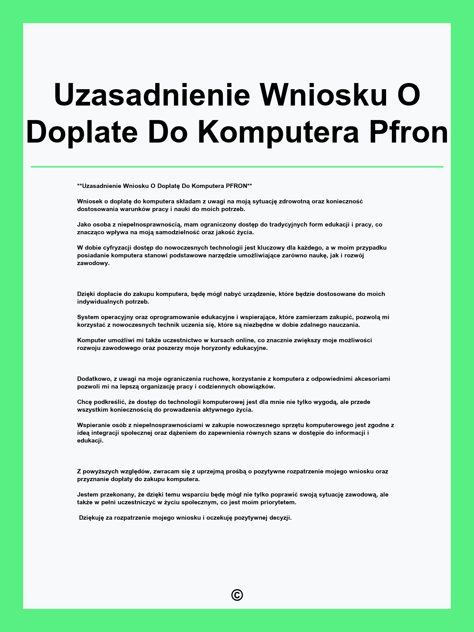 Uzasadnienie Wniosku O Doplate Do Komputera Pfron