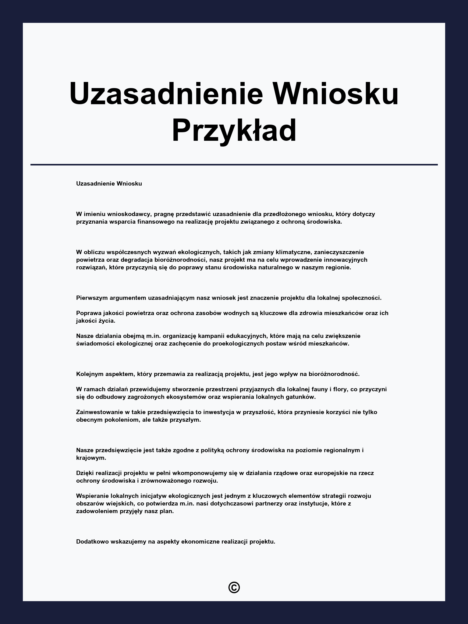 Uzasadnienie Wniosku Przykład