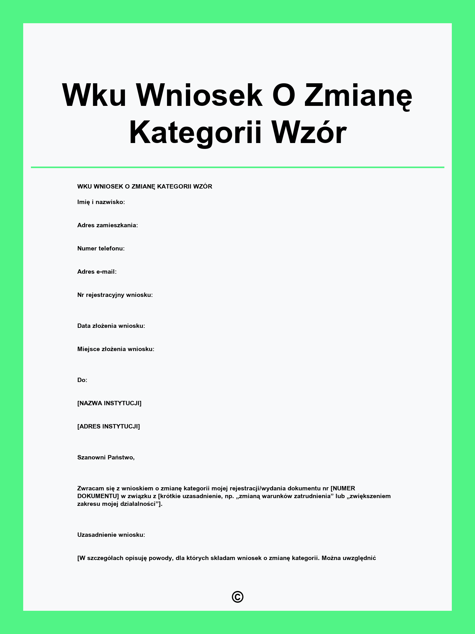 Wku Wniosek O Zmianę Kategorii Wzór