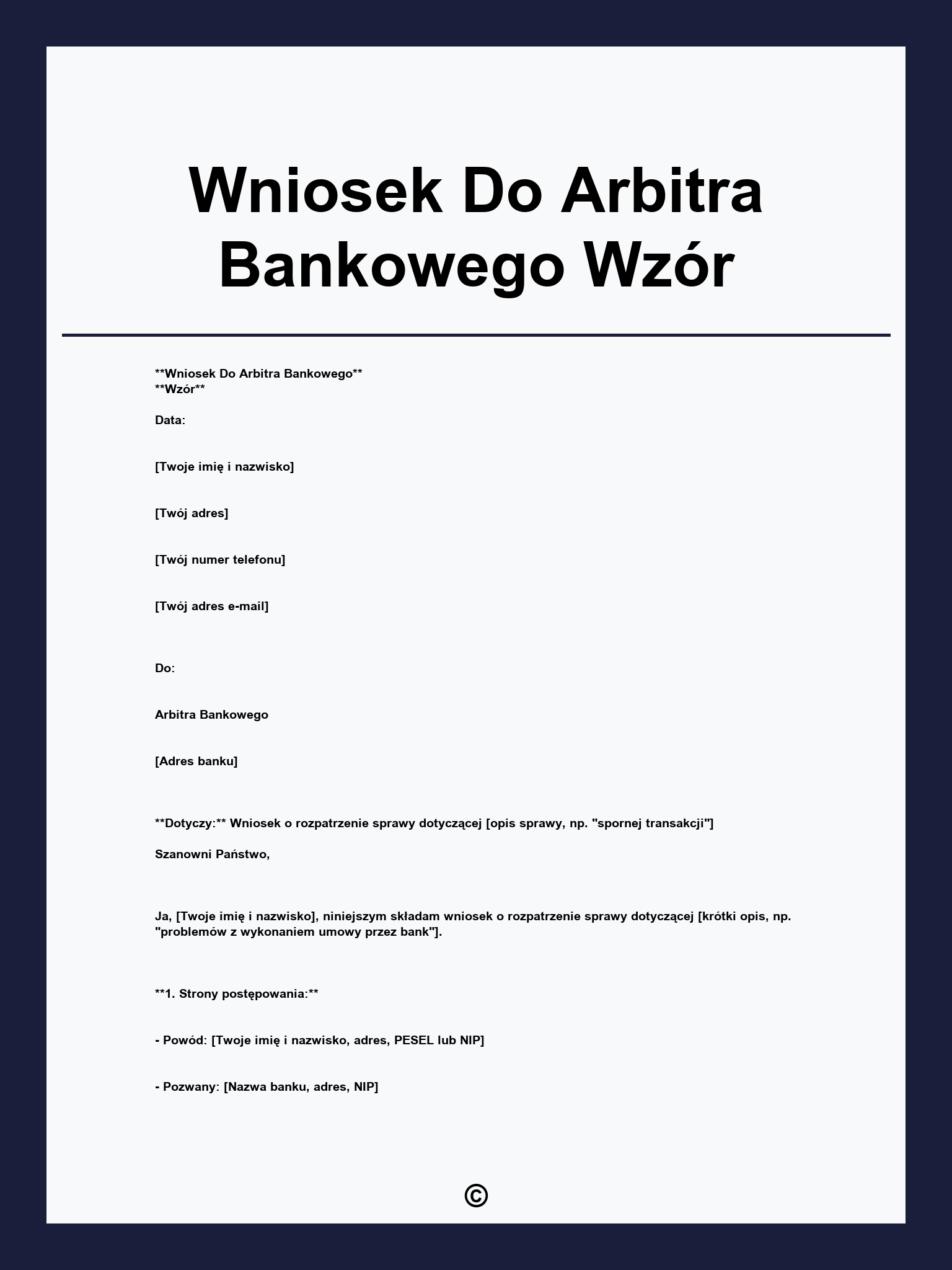 Wniosek Do Arbitra Bankowego Wzór