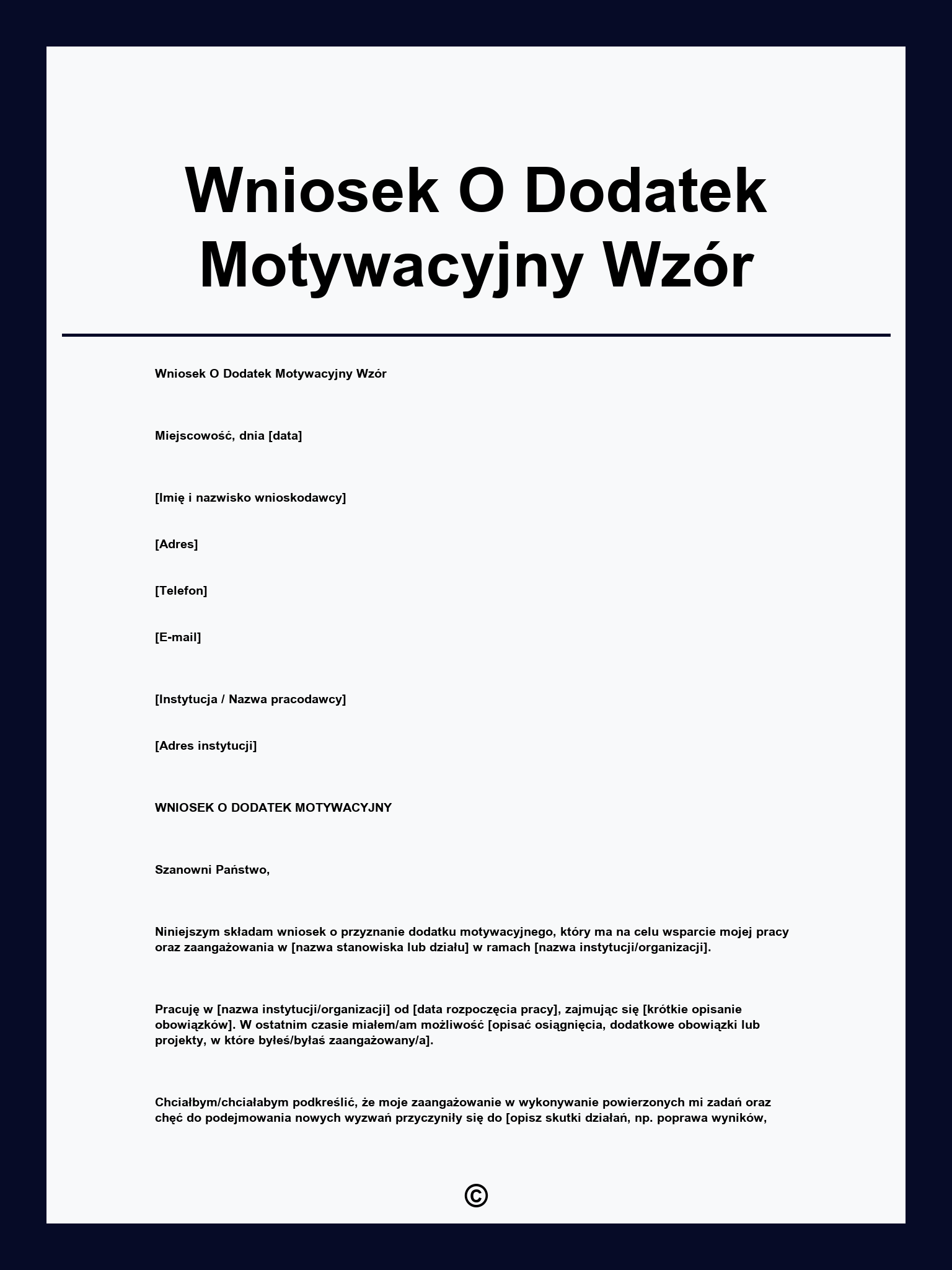 Wniosek O Dodatek Motywacyjny Wzór