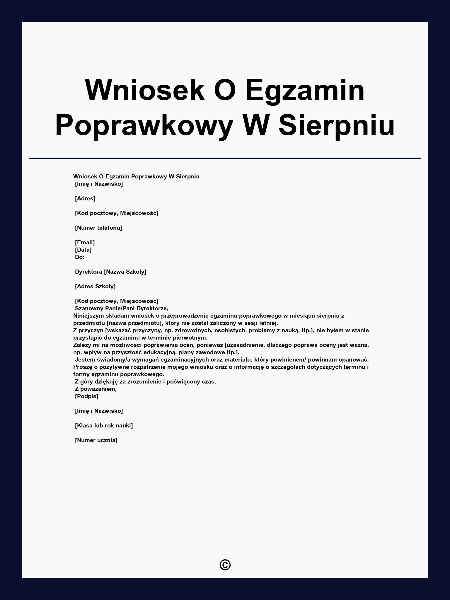 Wniosek O Egzamin Poprawkowy W Sierpniu