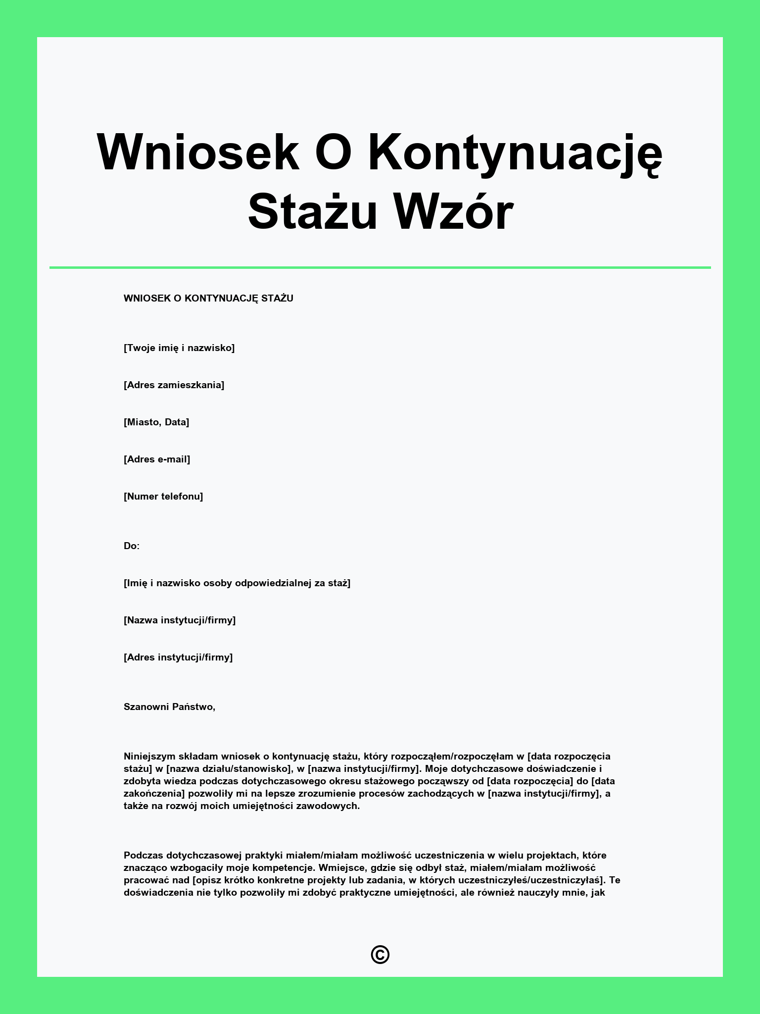 Wniosek O Kontynuację Stażu Wzór