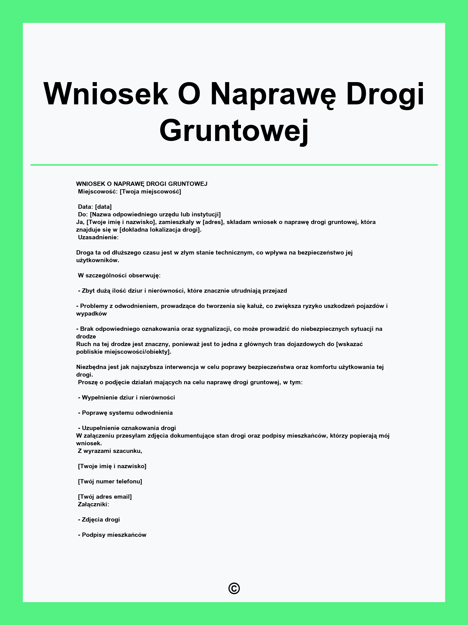 Wniosek O Naprawę Drogi Gruntowej