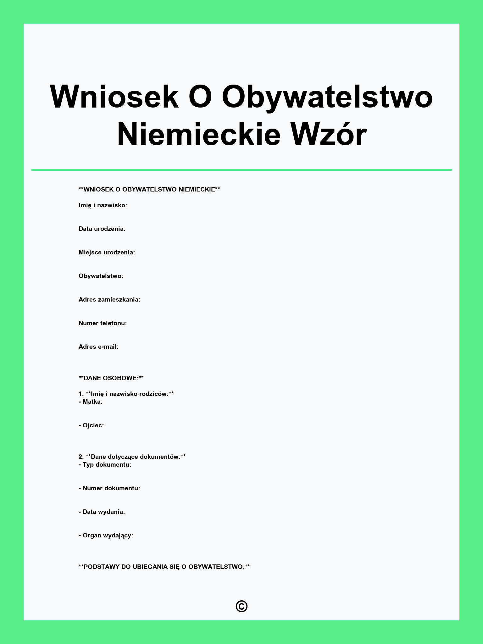 Wniosek O Obywatelstwo Niemieckie Wzór