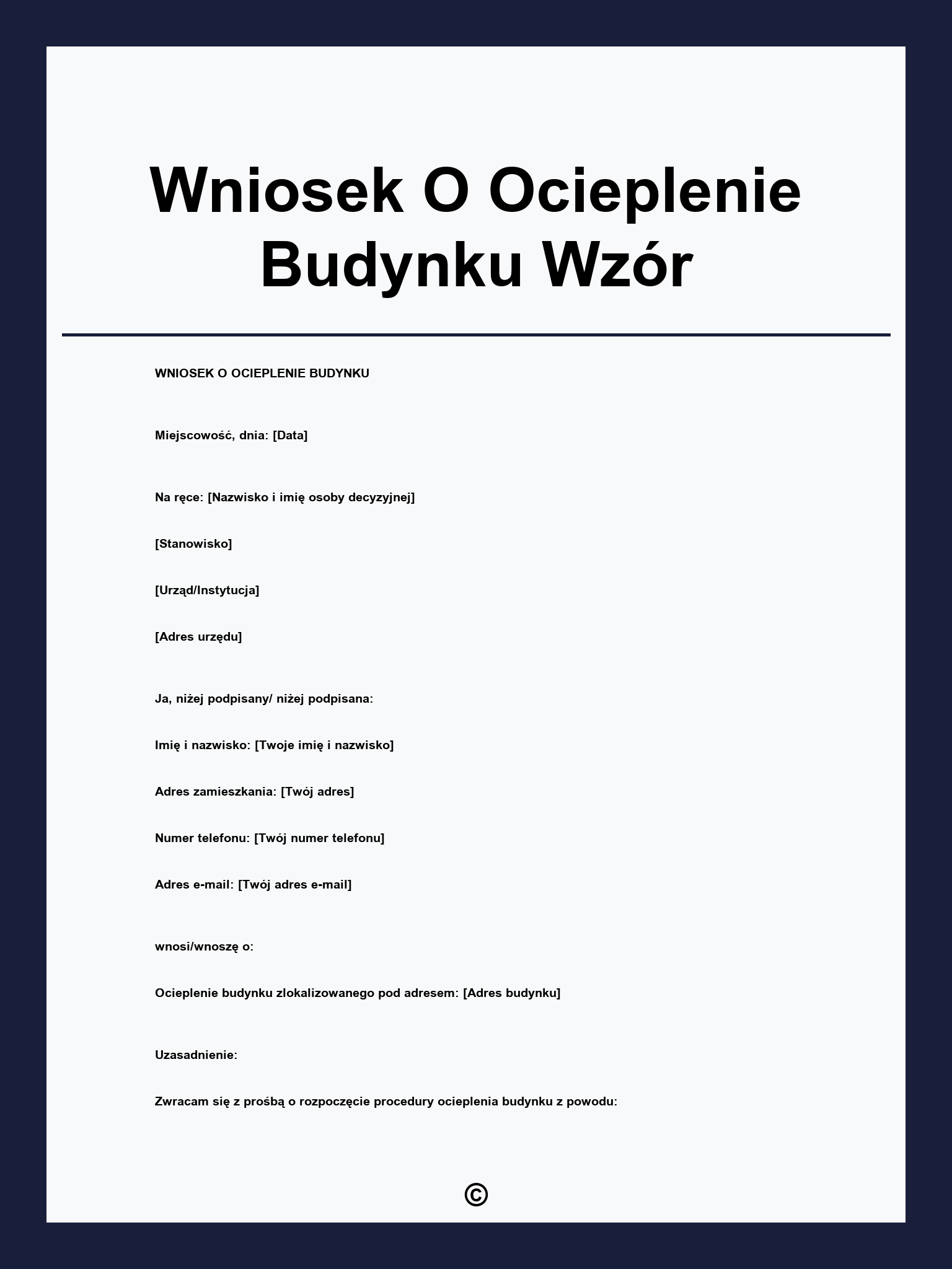 Wniosek O Ocieplenie Budynku Wzór