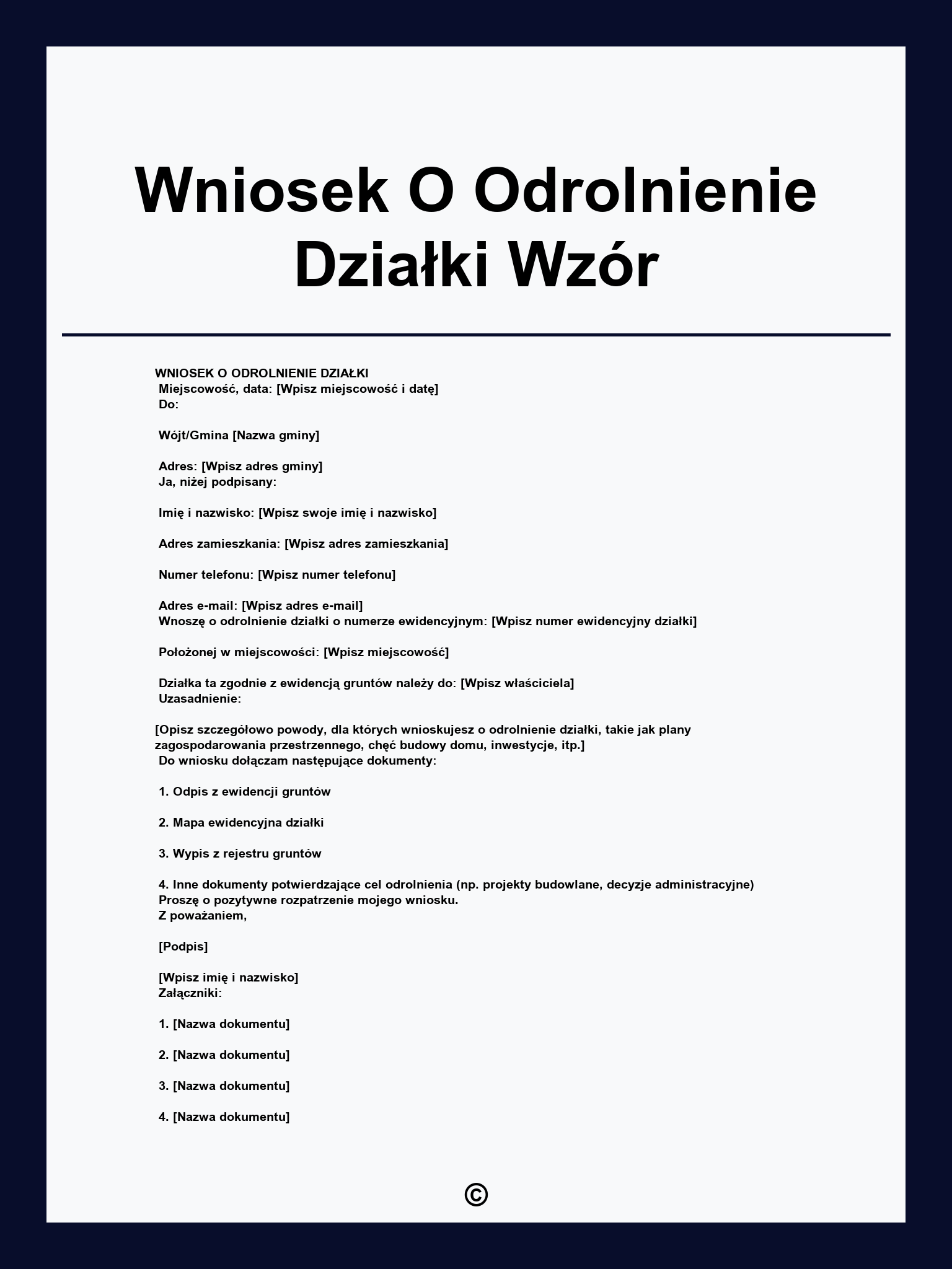 Wniosek O Odrolnienie Działki Wzór
