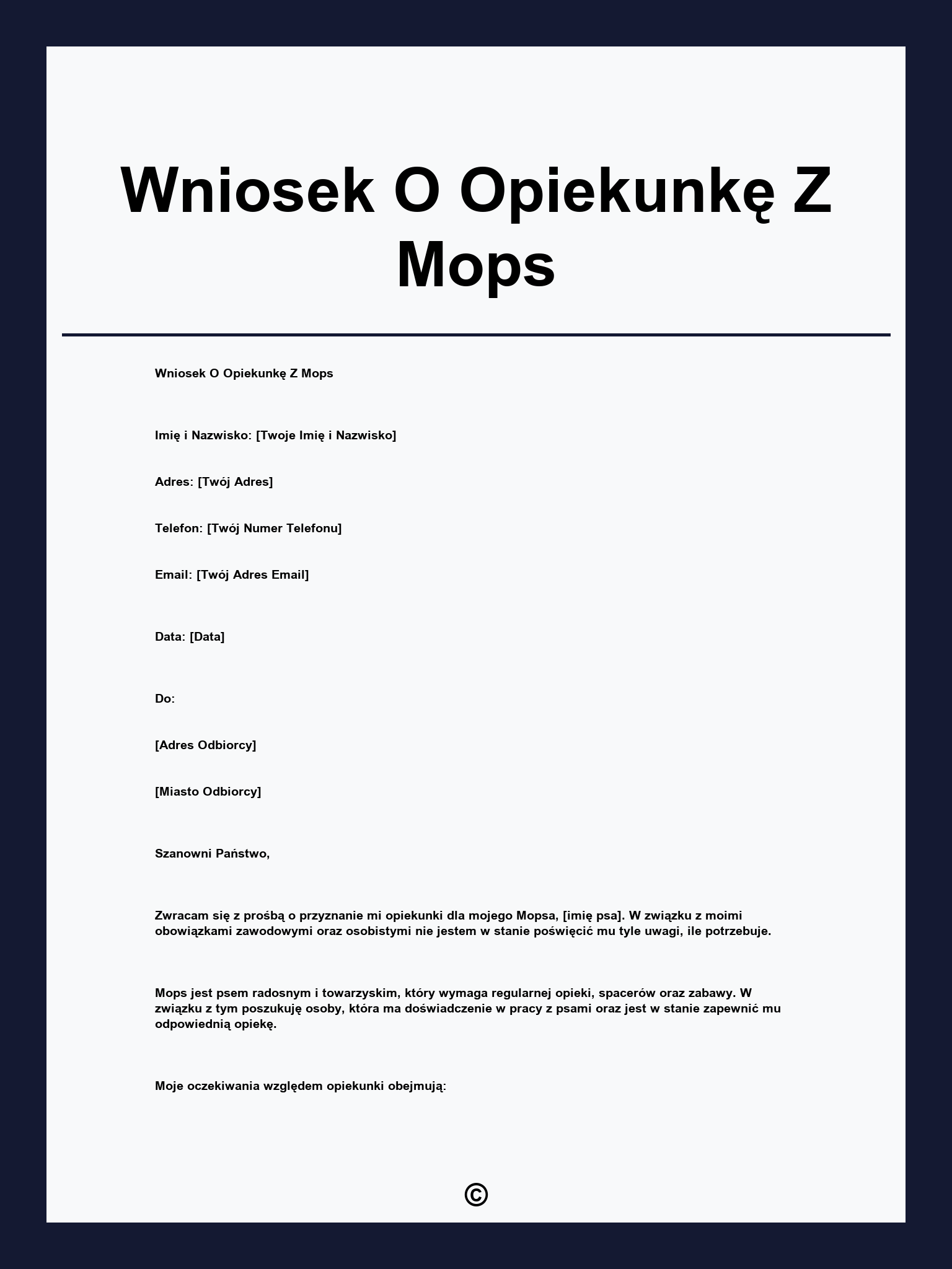 Wniosek O Opiekunkę Z Mops