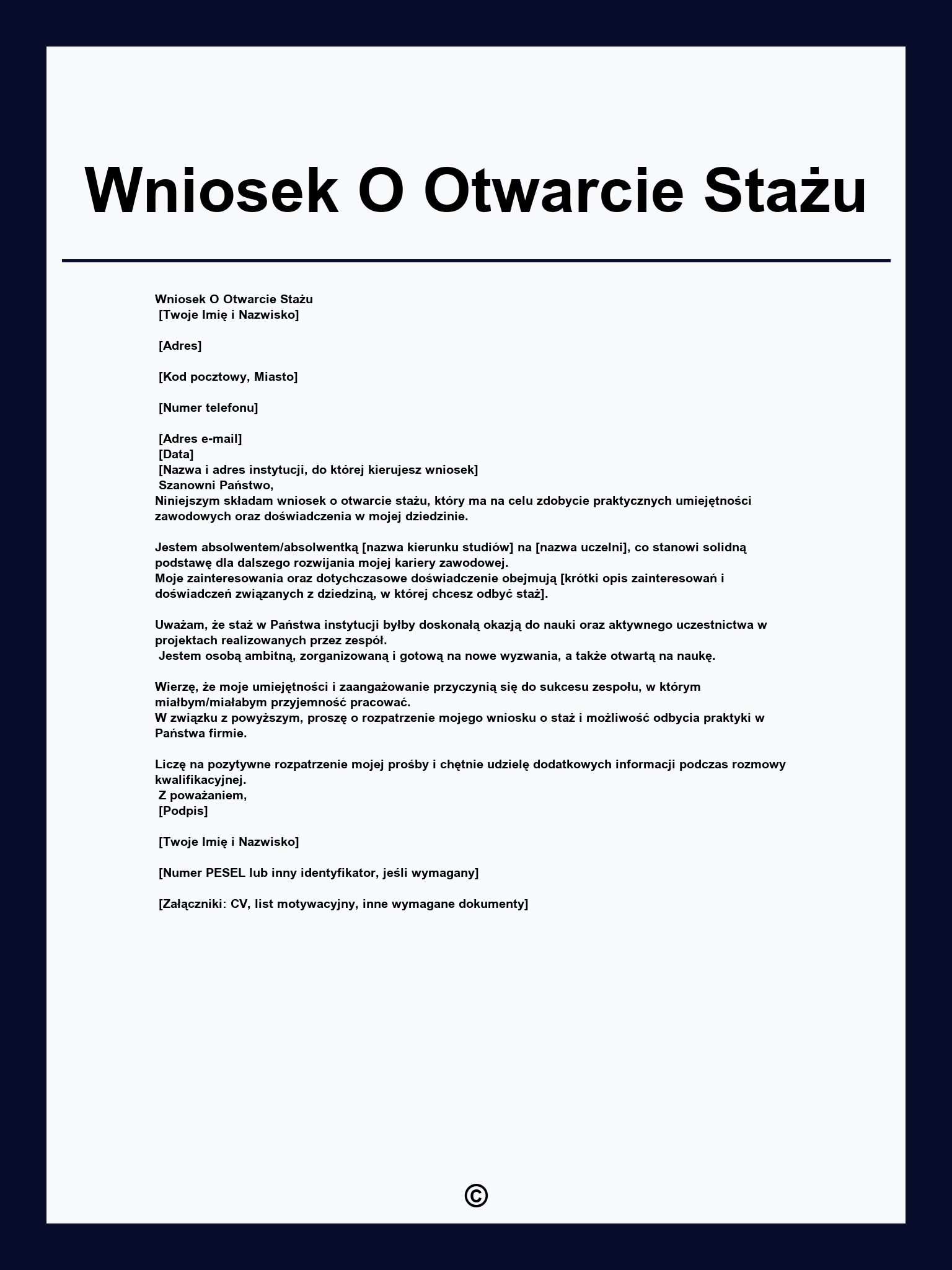 Wniosek O Otwarcie Stażu