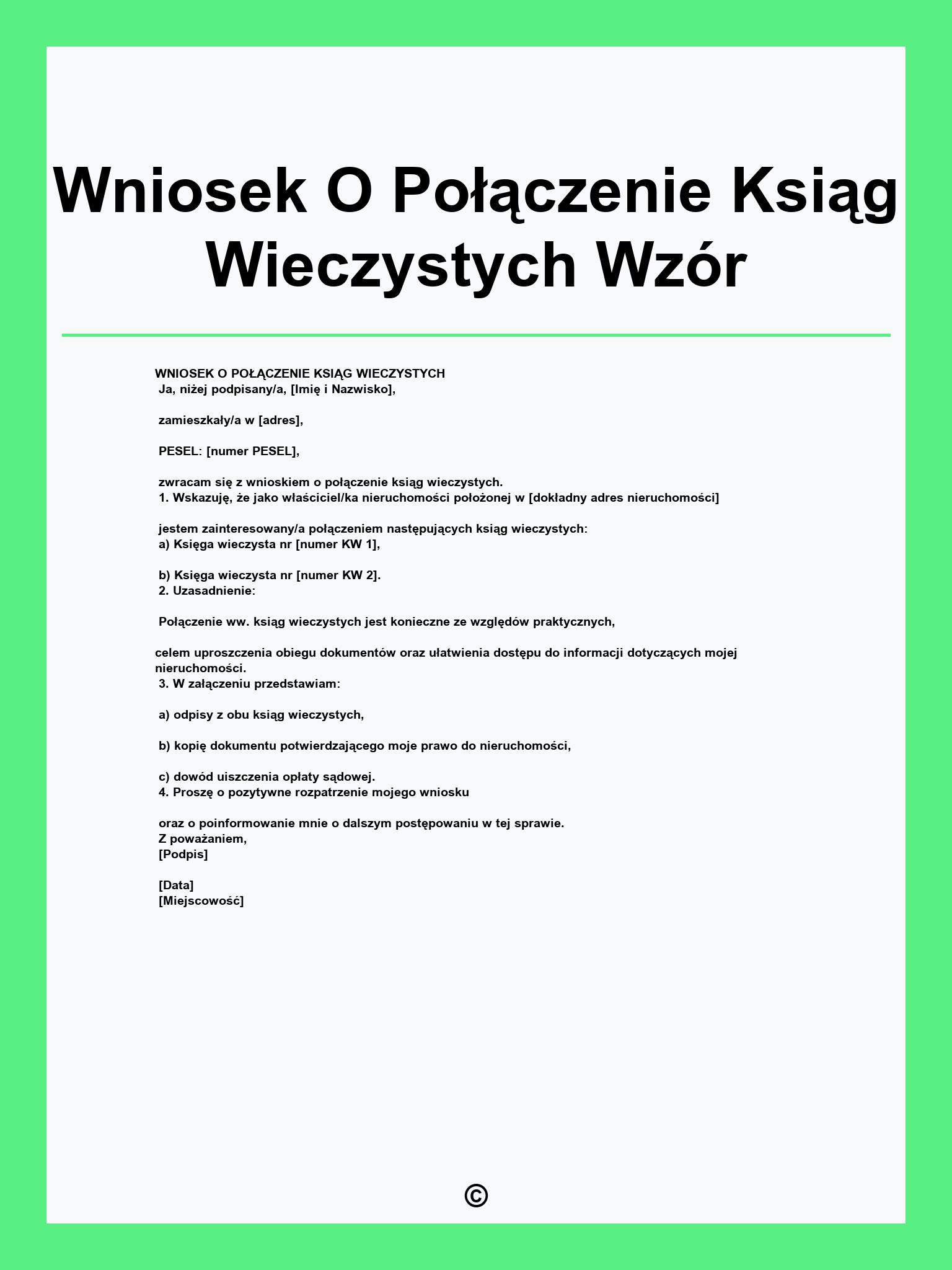 Wniosek O Połączenie Ksiąg Wieczystych Wzór