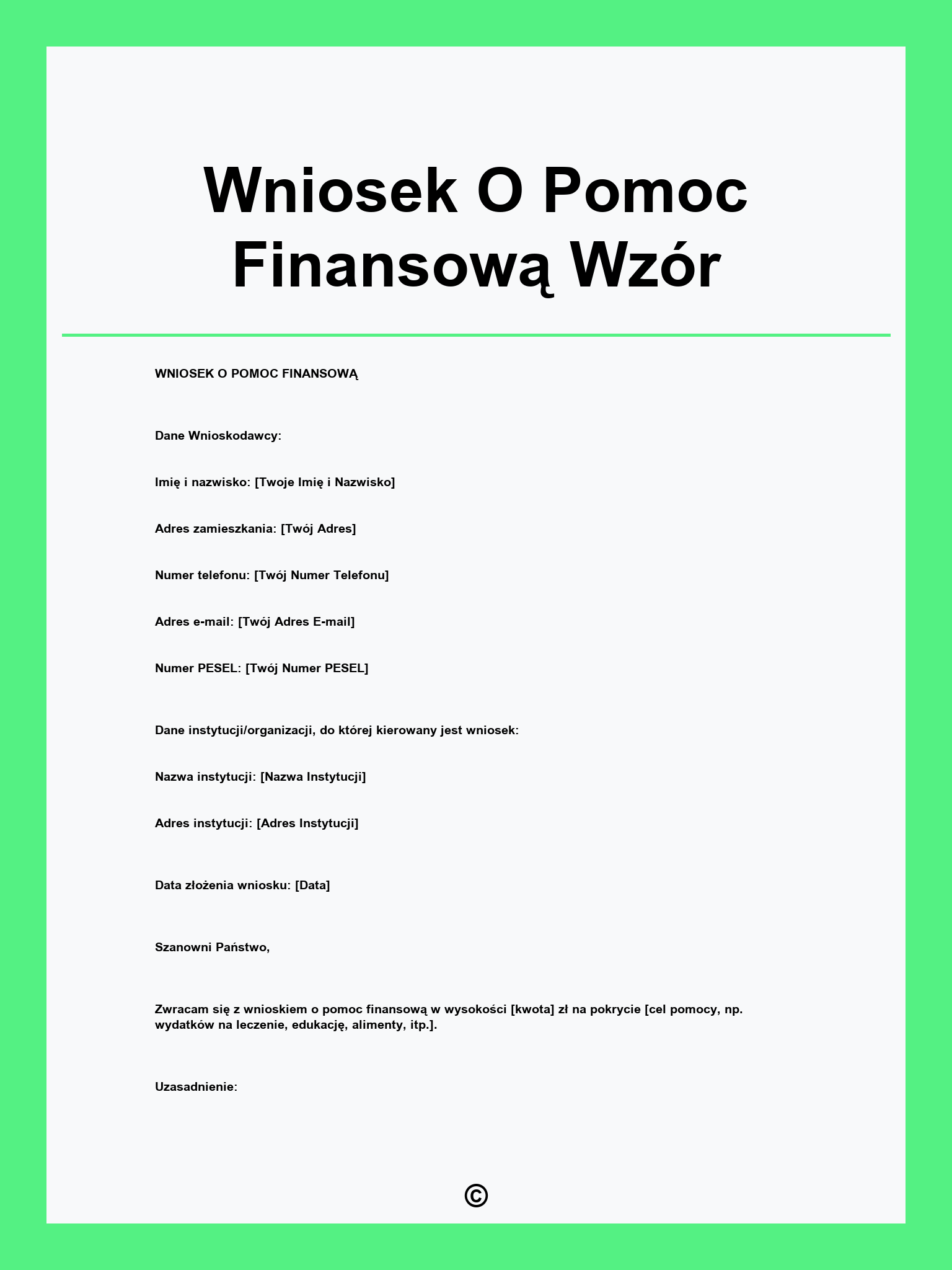 Wniosek O Pomoc Finansową Wzór