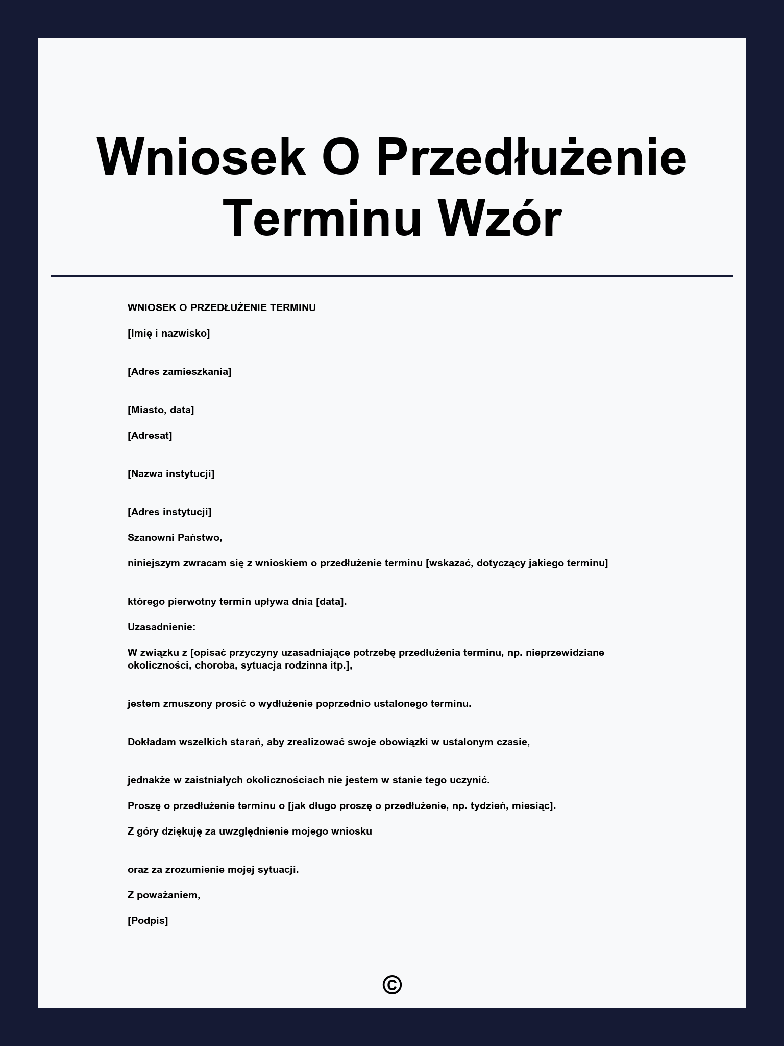 Wniosek O Przedłużenie Terminu Wzór