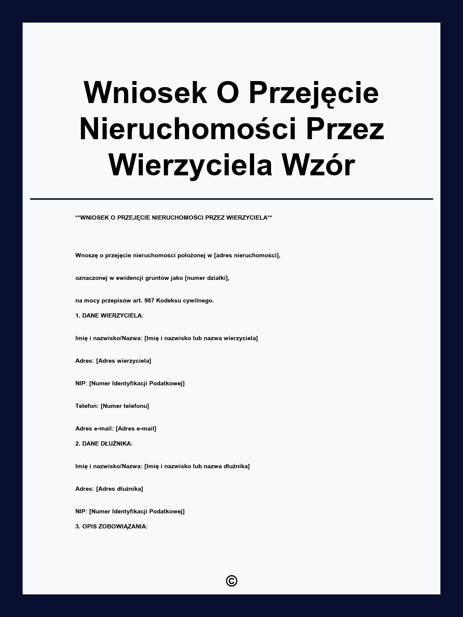 Wniosek O Przejęcie Nieruchomości Przez Wierzyciela Wzór