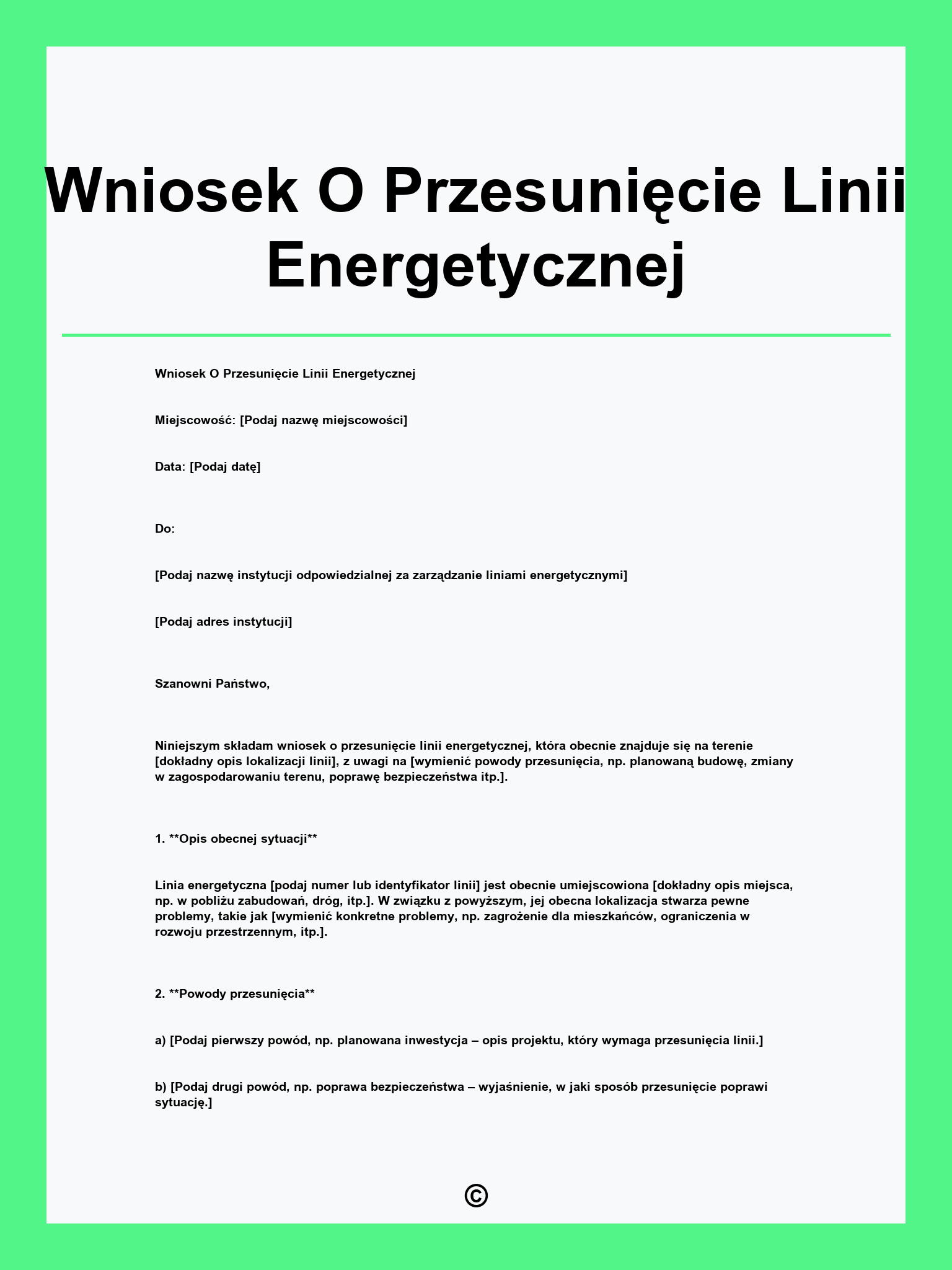 Wniosek O Przesunięcie Linii Energetycznej