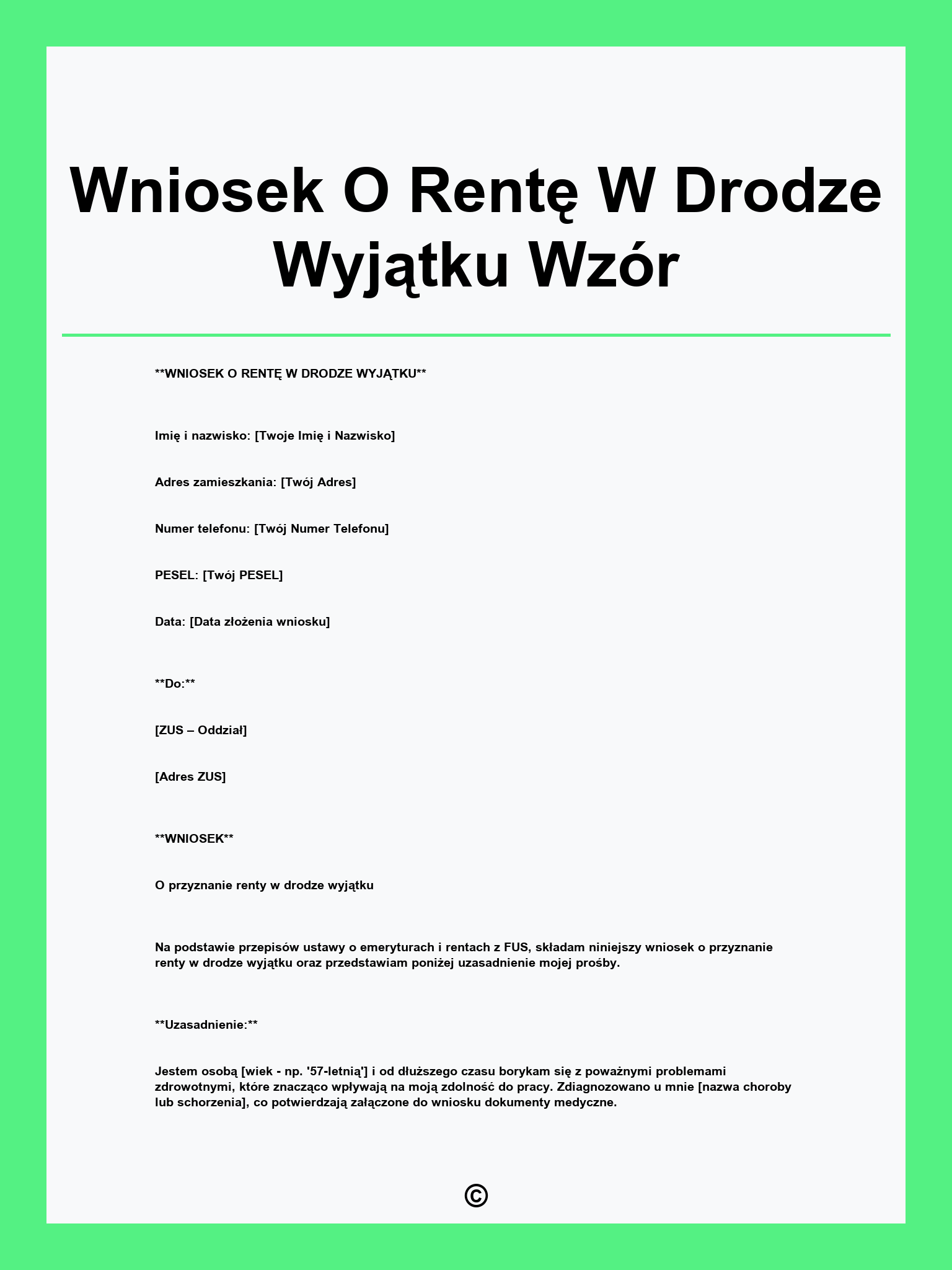 Wniosek O Rentę W Drodze Wyjątku Wzór