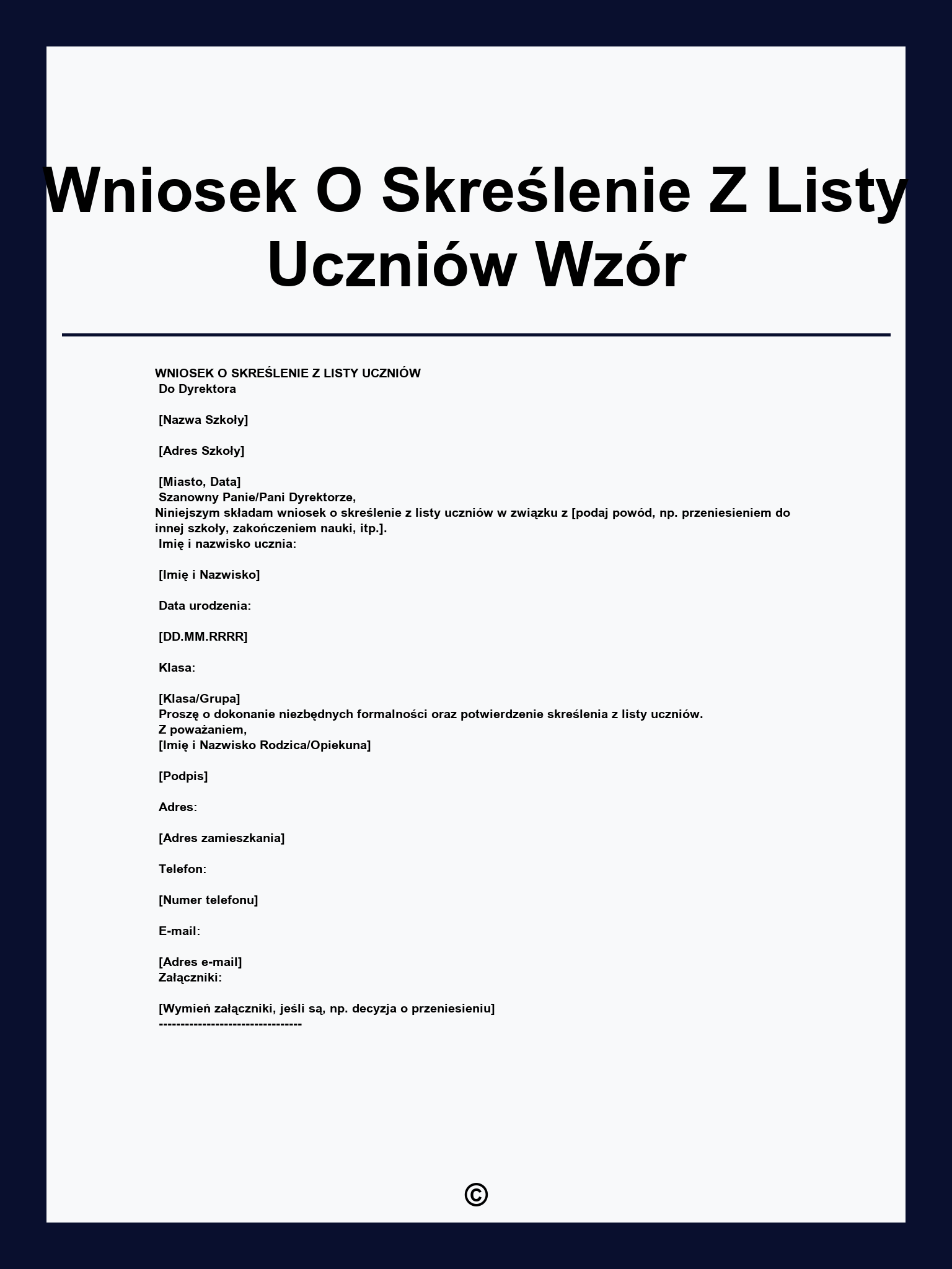 Wniosek O Skreślenie Z Listy Uczniów Wzór
