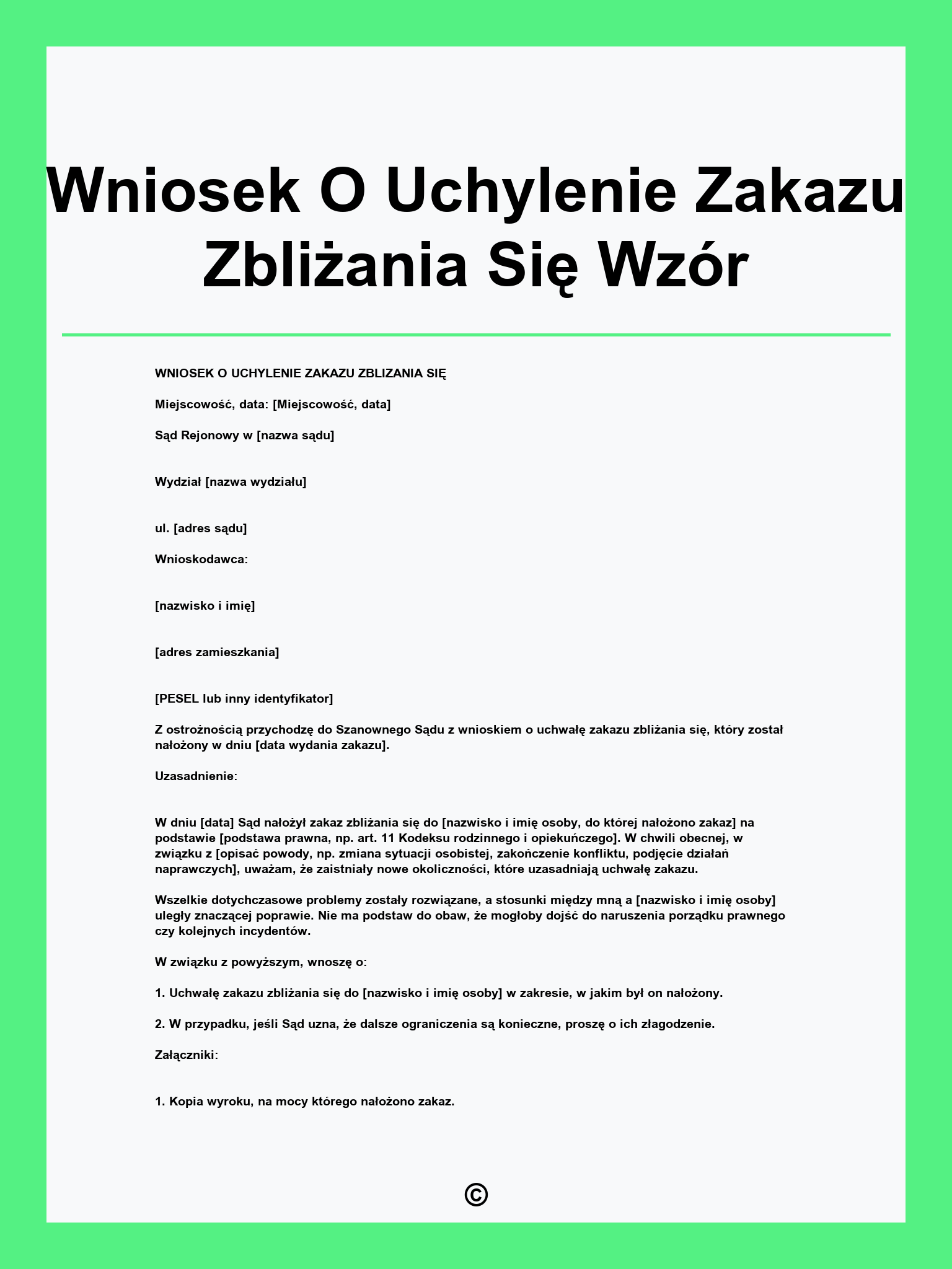 Wniosek O Uchylenie Zakazu Zbliżania Się Wzór