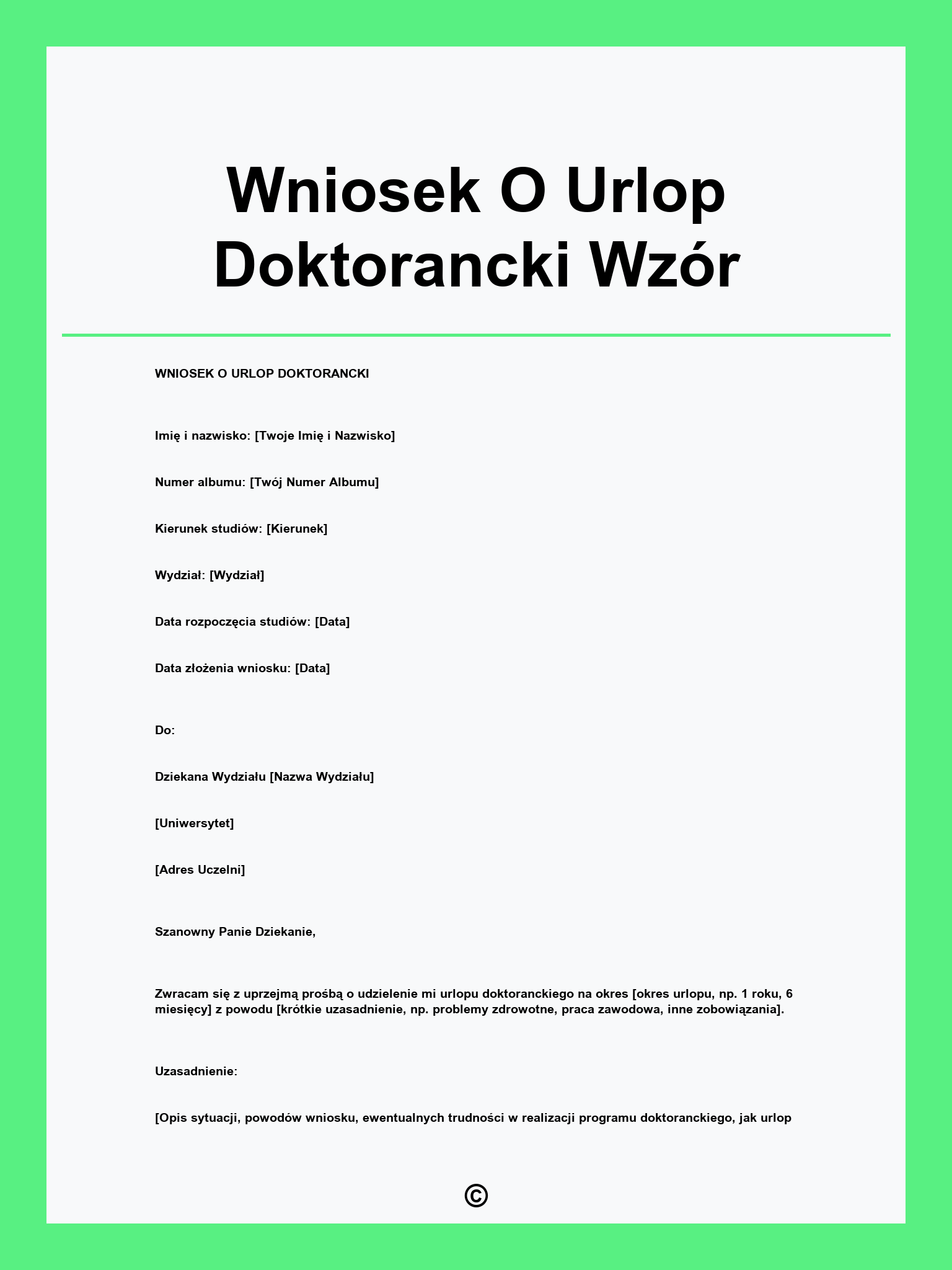 Wniosek O Urlop Doktorancki Wzór