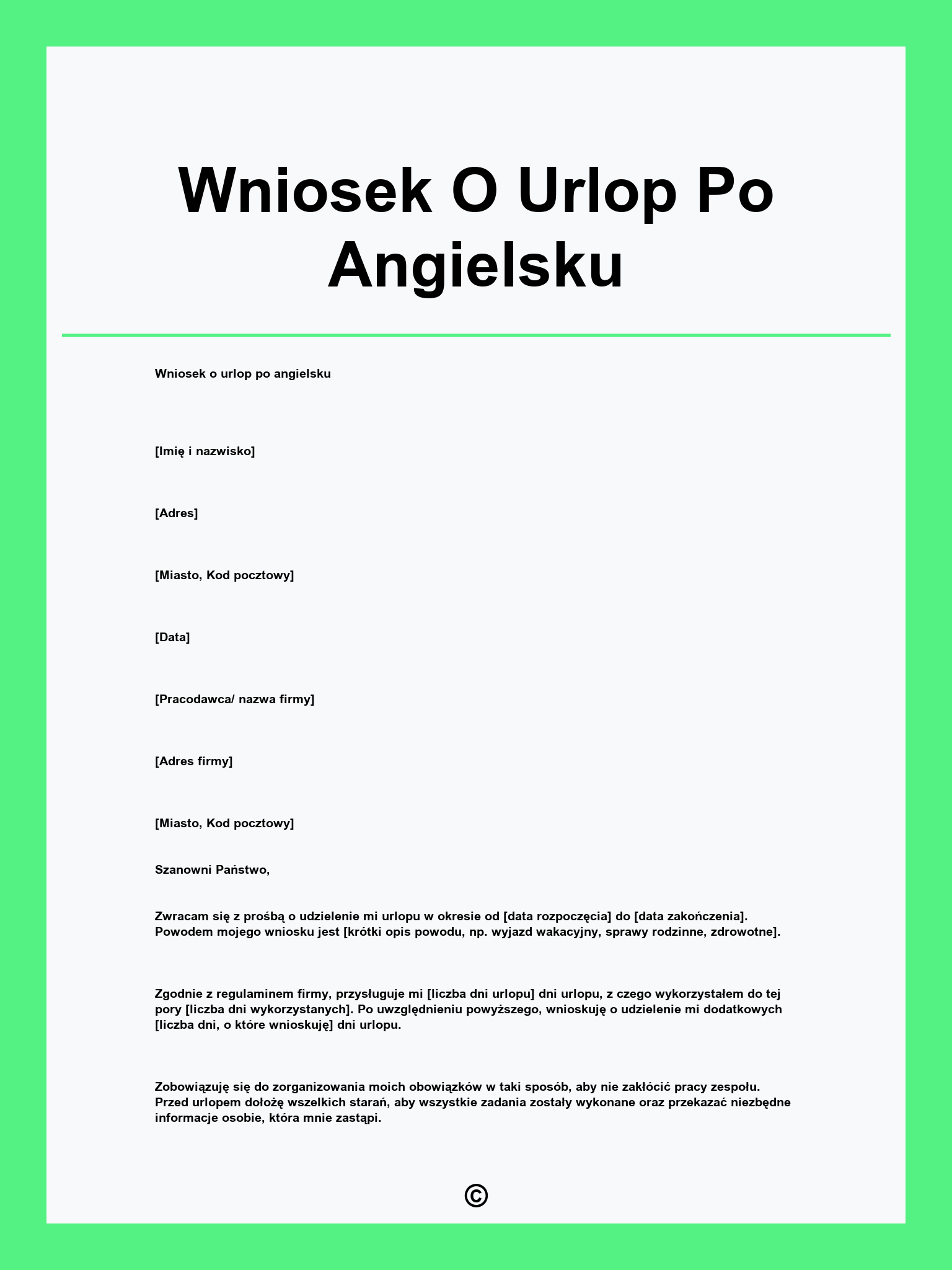 Wniosek O Urlop Po Angielsku