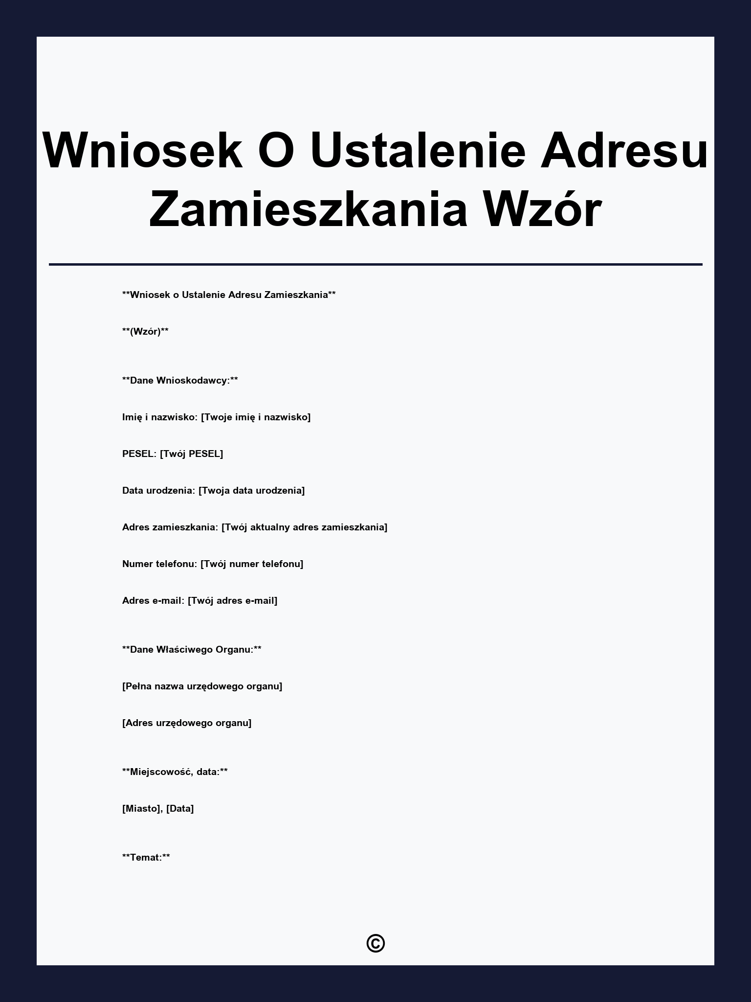 Wniosek O Ustalenie Adresu Zamieszkania Wzór