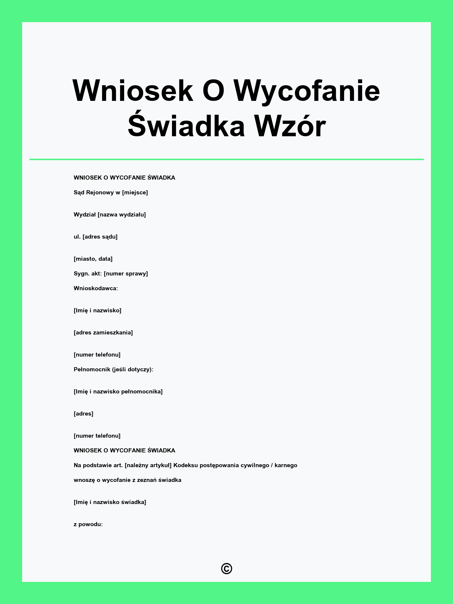 Wniosek O Wycofanie Świadka Wzór