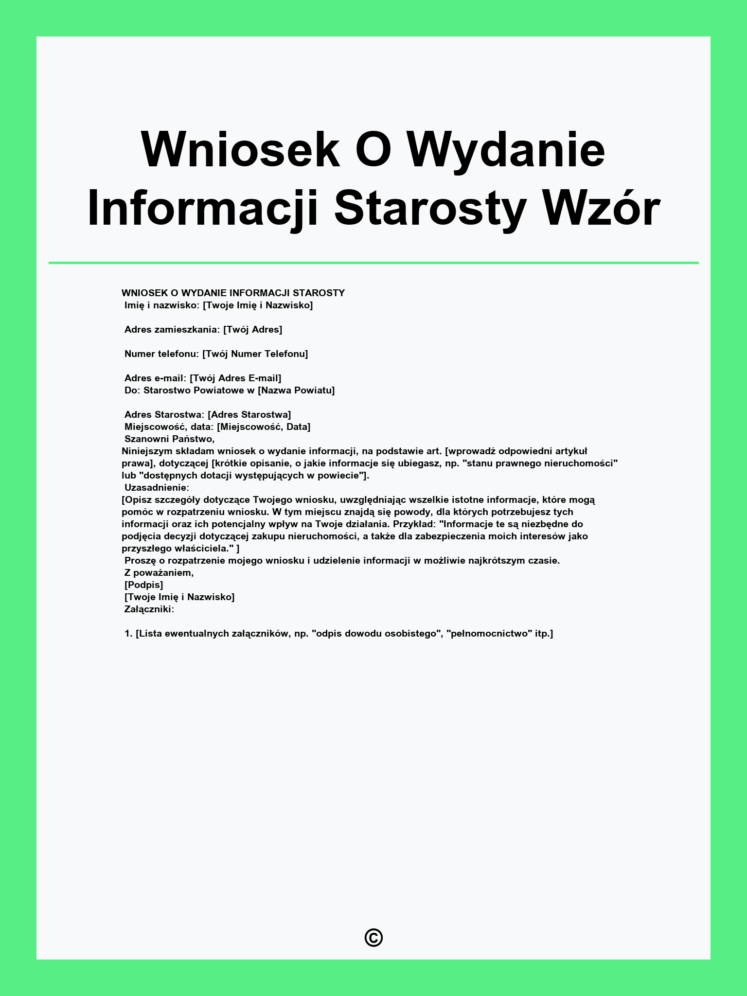 Wniosek O Wydanie Informacji Starosty Wzór