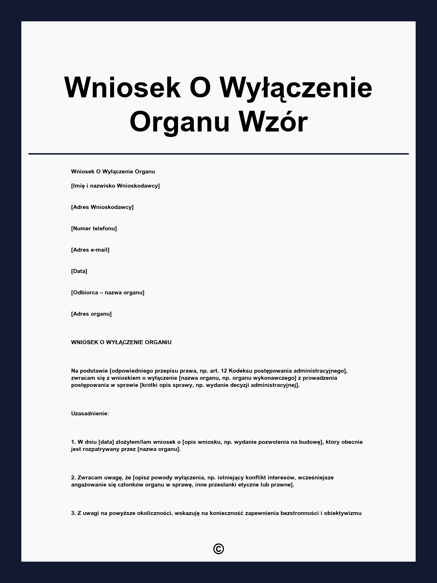 Wniosek O Wyłączenie Organu Wzór