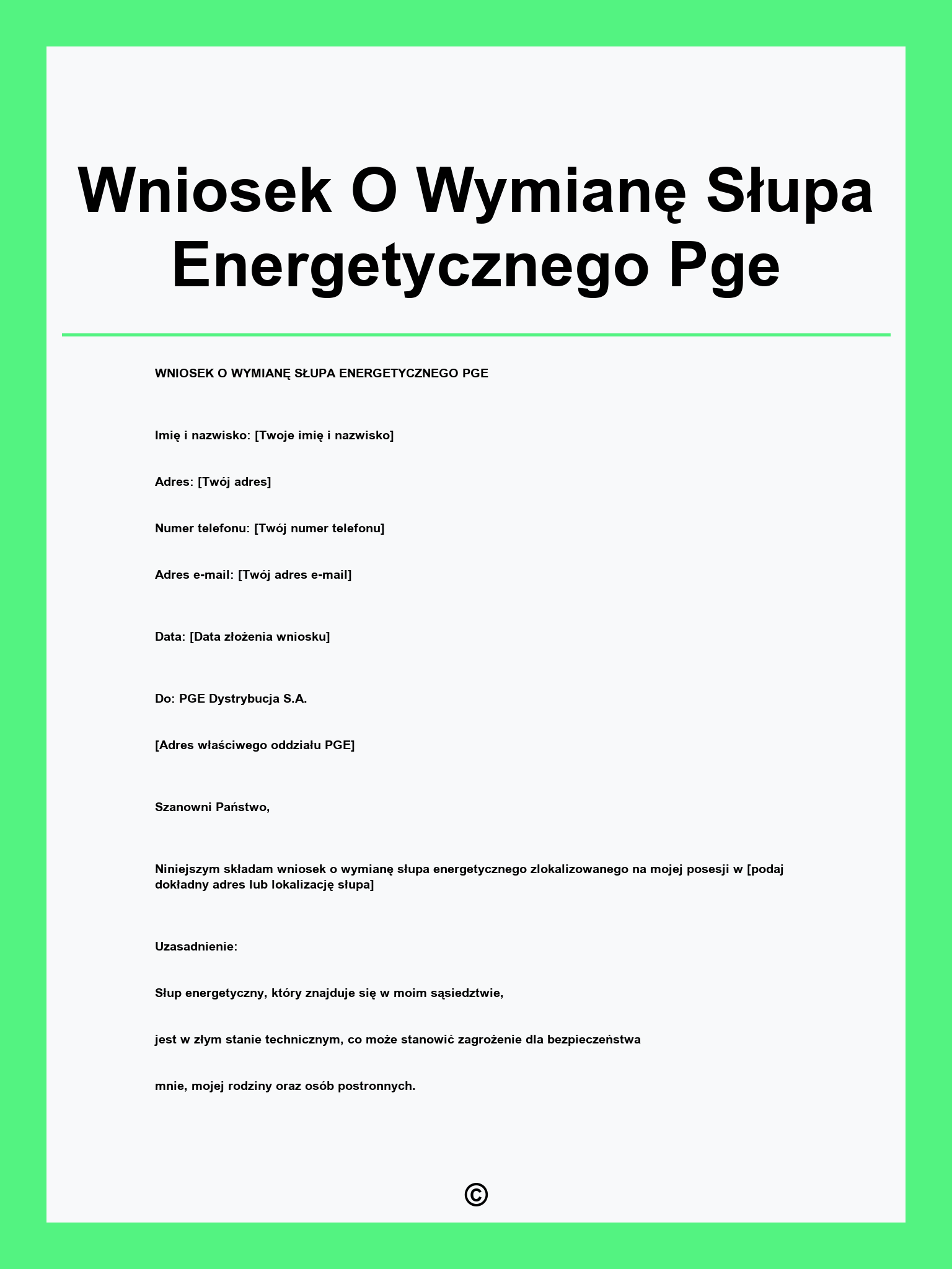 Wniosek O Wymianę Słupa Energetycznego Pge