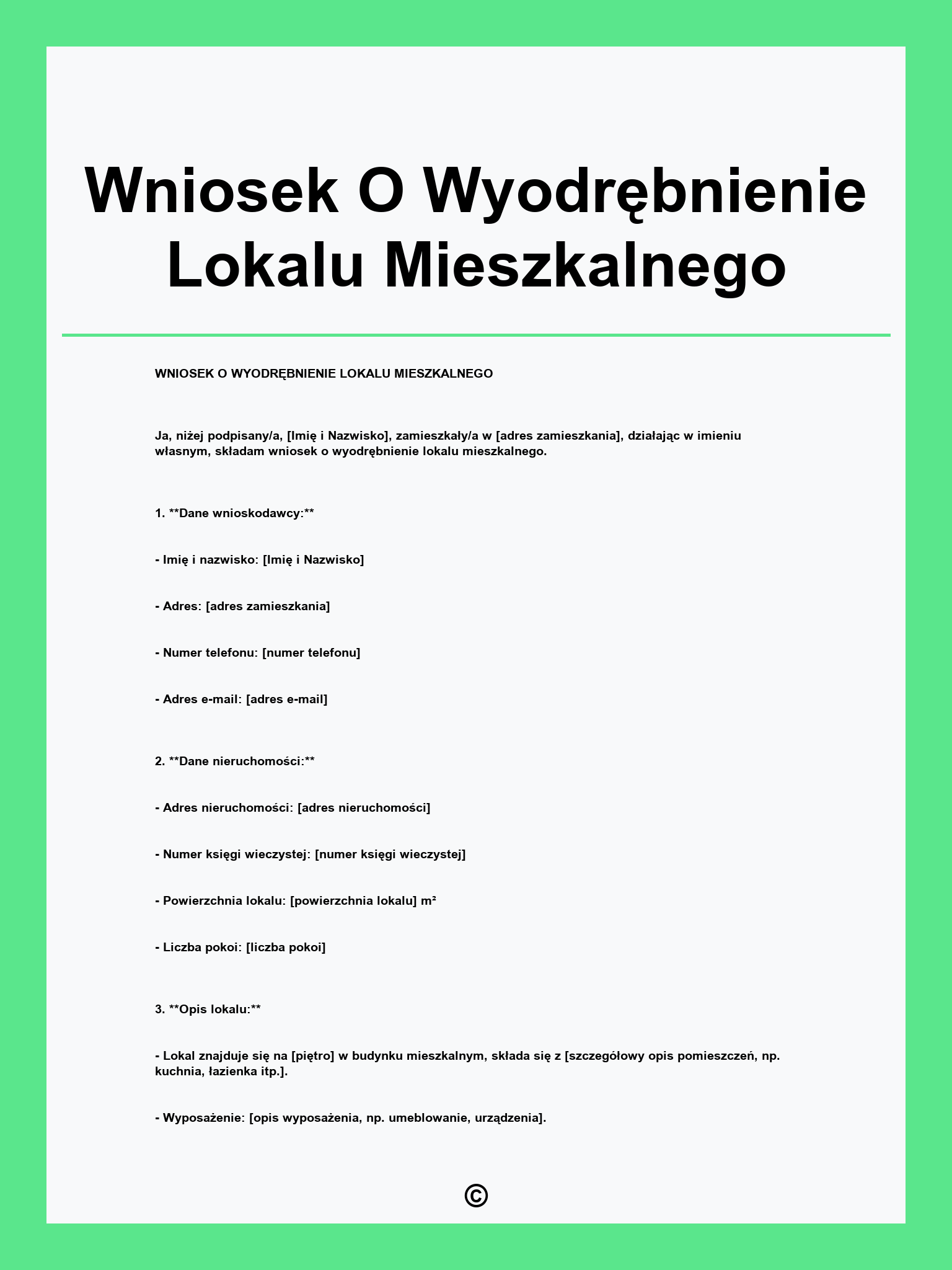Wniosek O Wyodrębnienie Lokalu Mieszkalnego