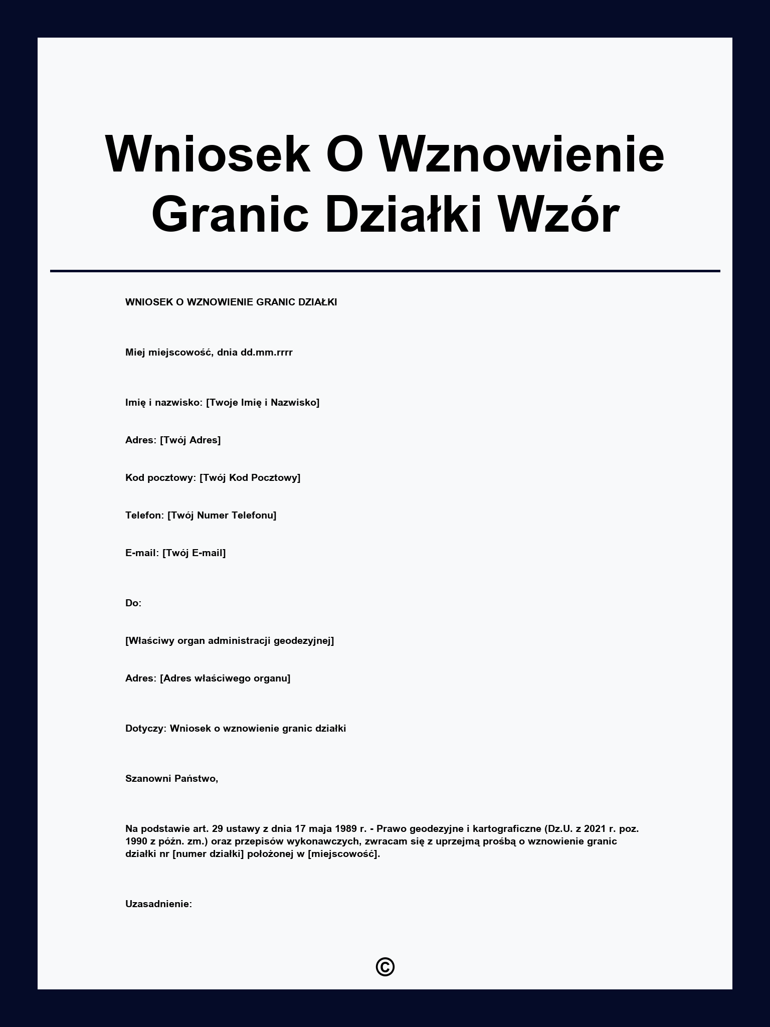 Wniosek O Wznowienie Granic Działki Wzór