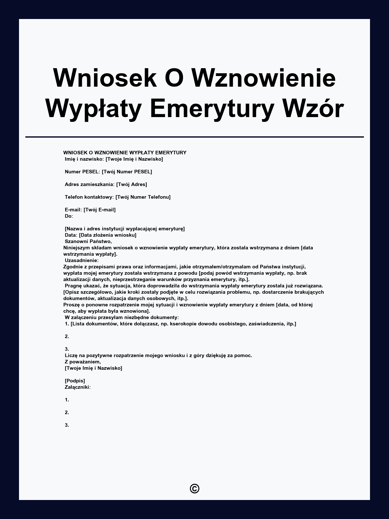 Wniosek O Wznowienie Wypłaty Emerytury Wzór