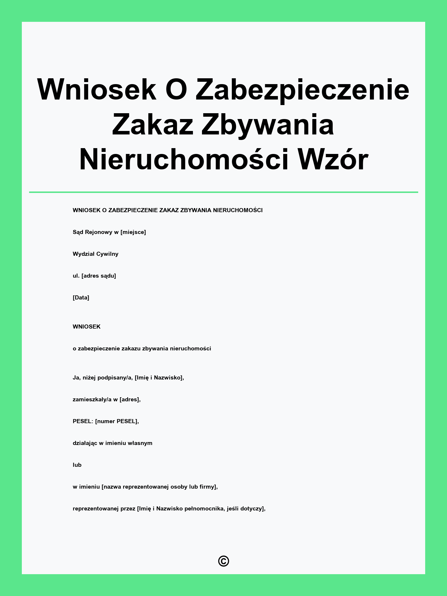 Wniosek O Zabezpieczenie Zakaz Zbywania Nieruchomości Wzór