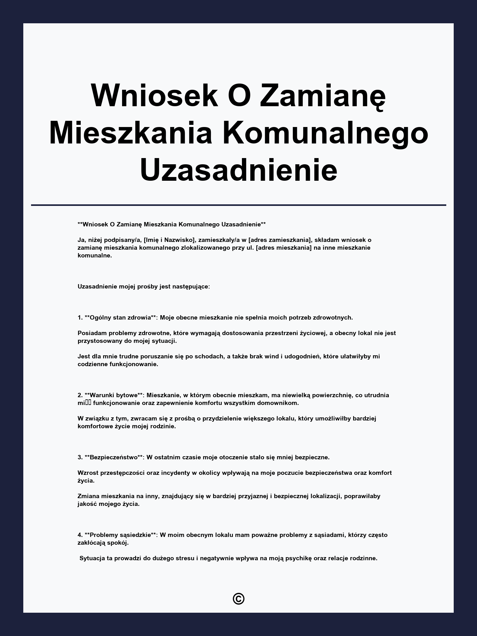 Wniosek O Zamianę Mieszkania Komunalnego Uzasadnienie