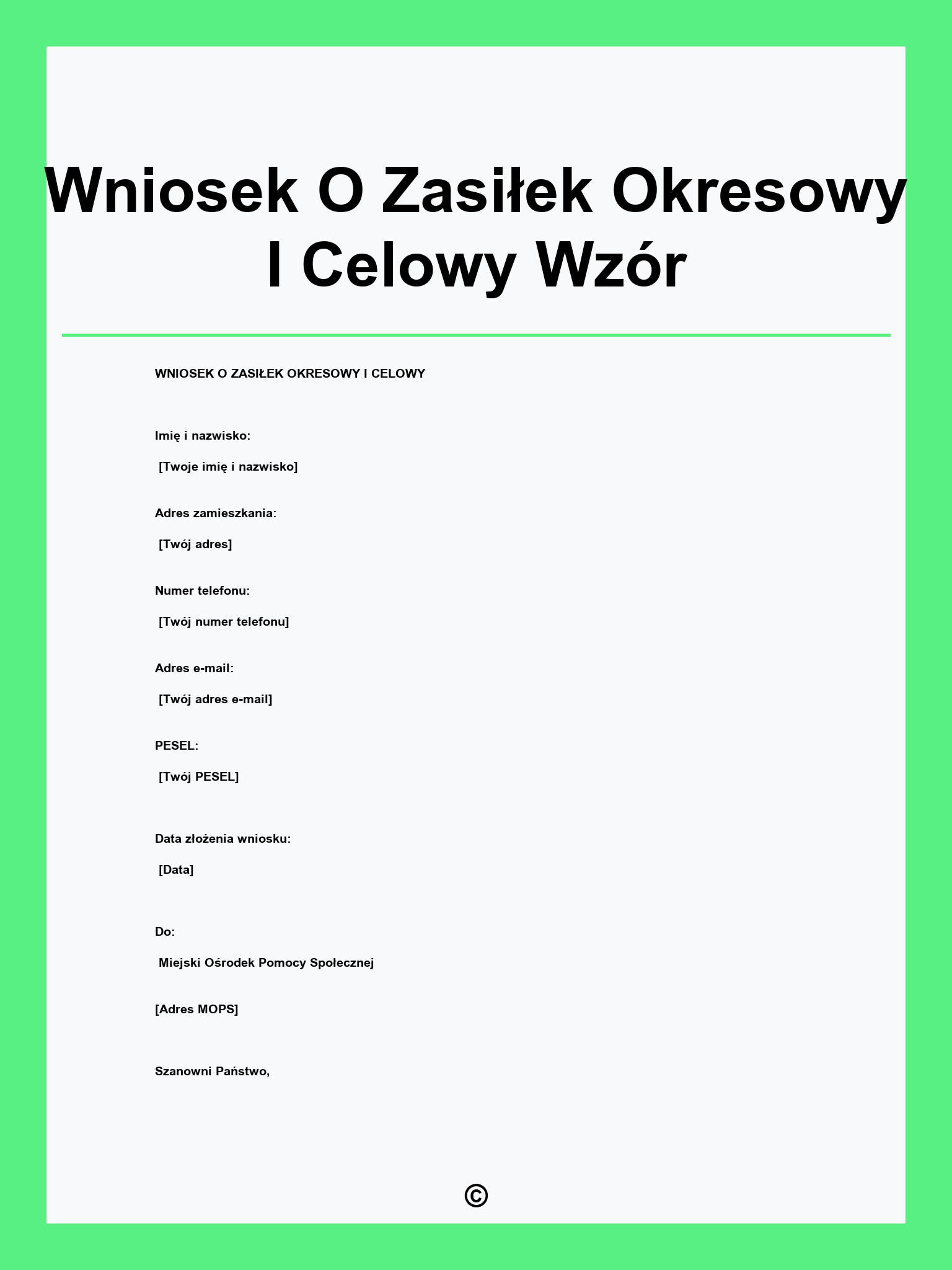 Wniosek O Zasiłek Okresowy I Celowy Wzór
