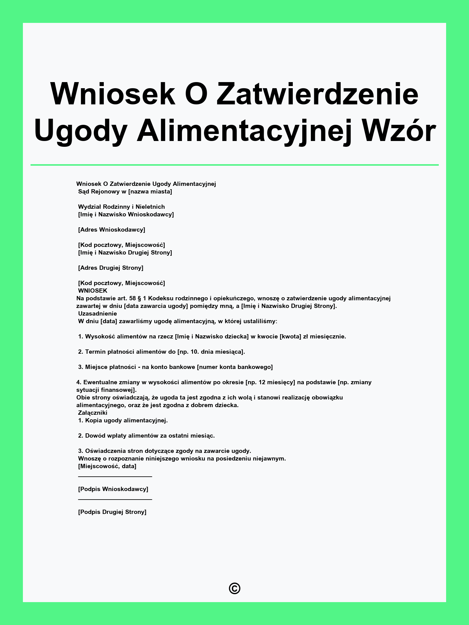 Wniosek O Zatwierdzenie Ugody Alimentacyjnej Wzór
