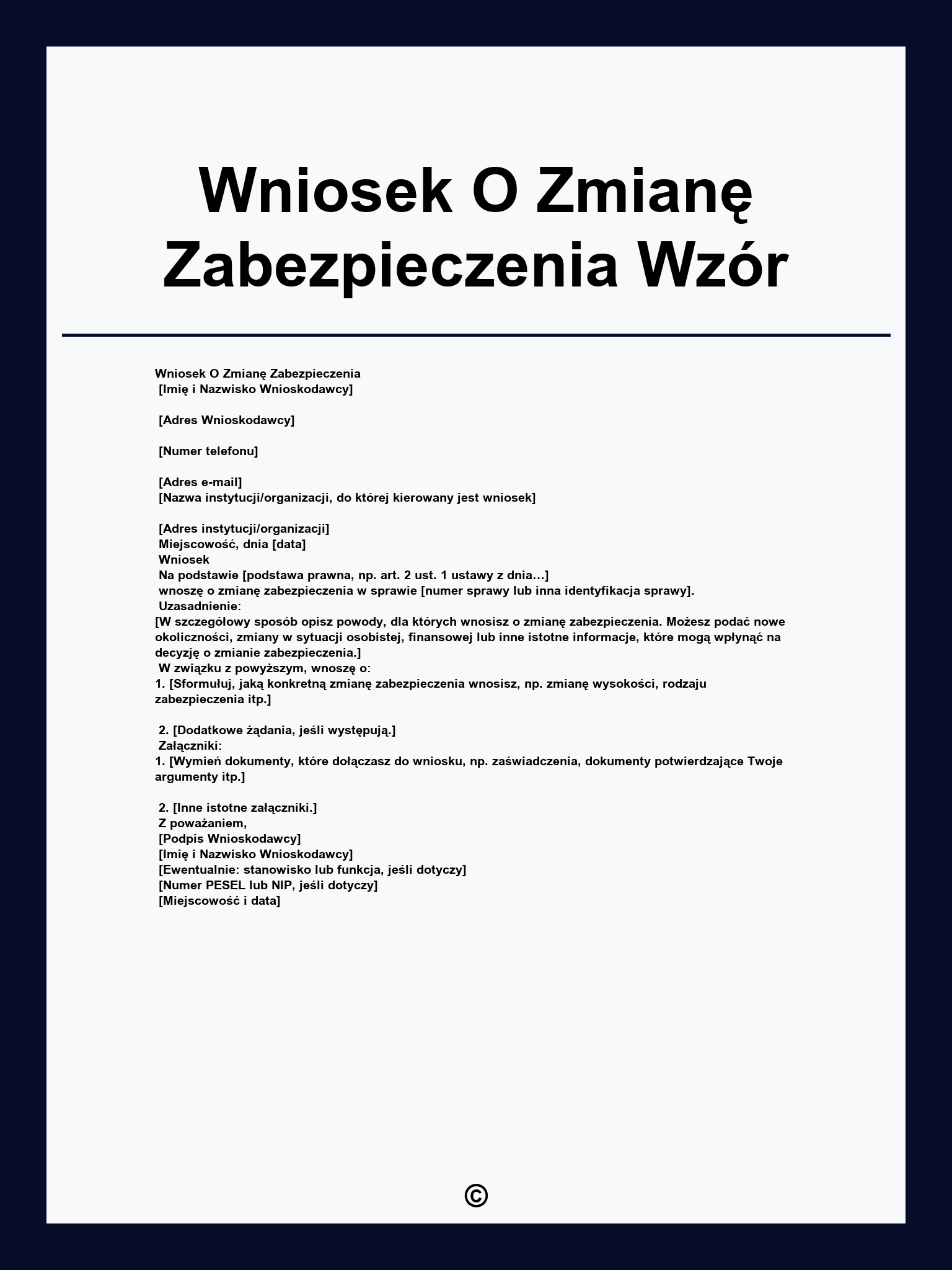 Wniosek O Zmianę Zabezpieczenia Wzór
