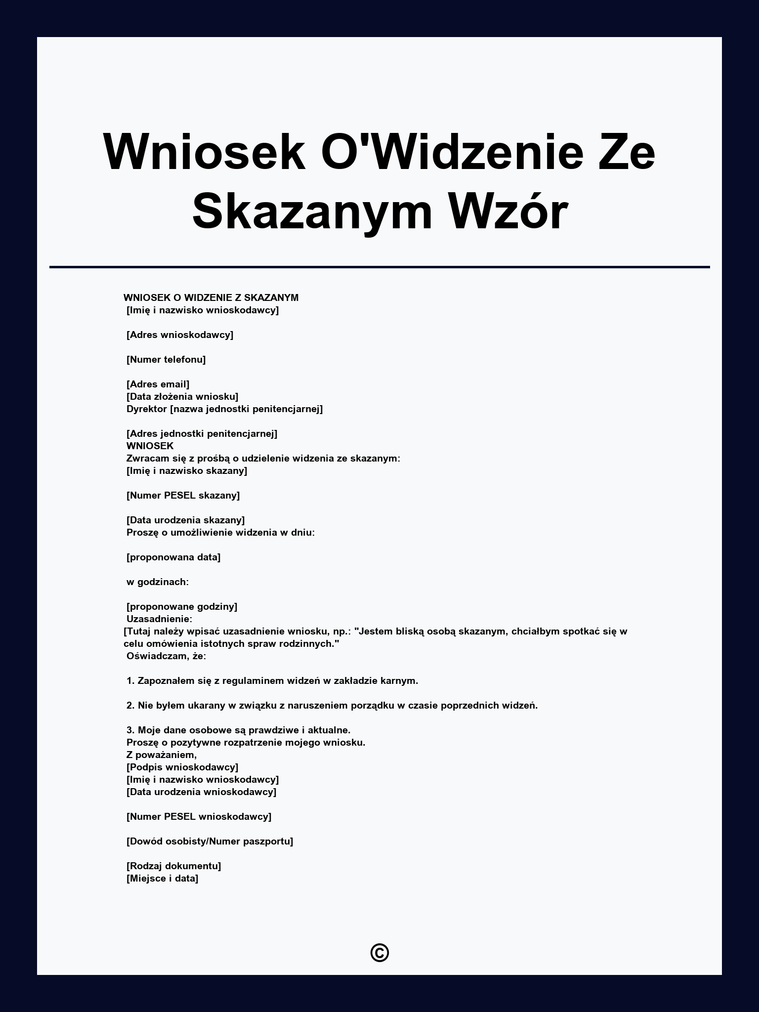 Wniosek O'Widzenie Ze Skazanym Wzór