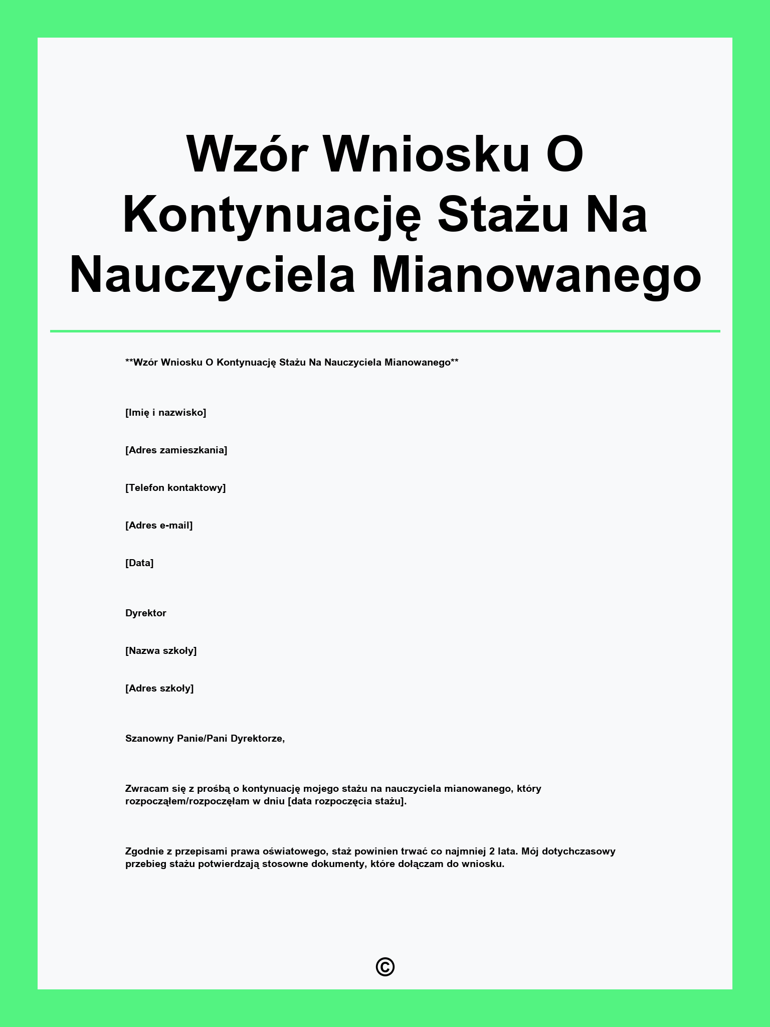 Wzór Wniosku O Kontynuację Stażu Na Nauczyciela Mianowanego