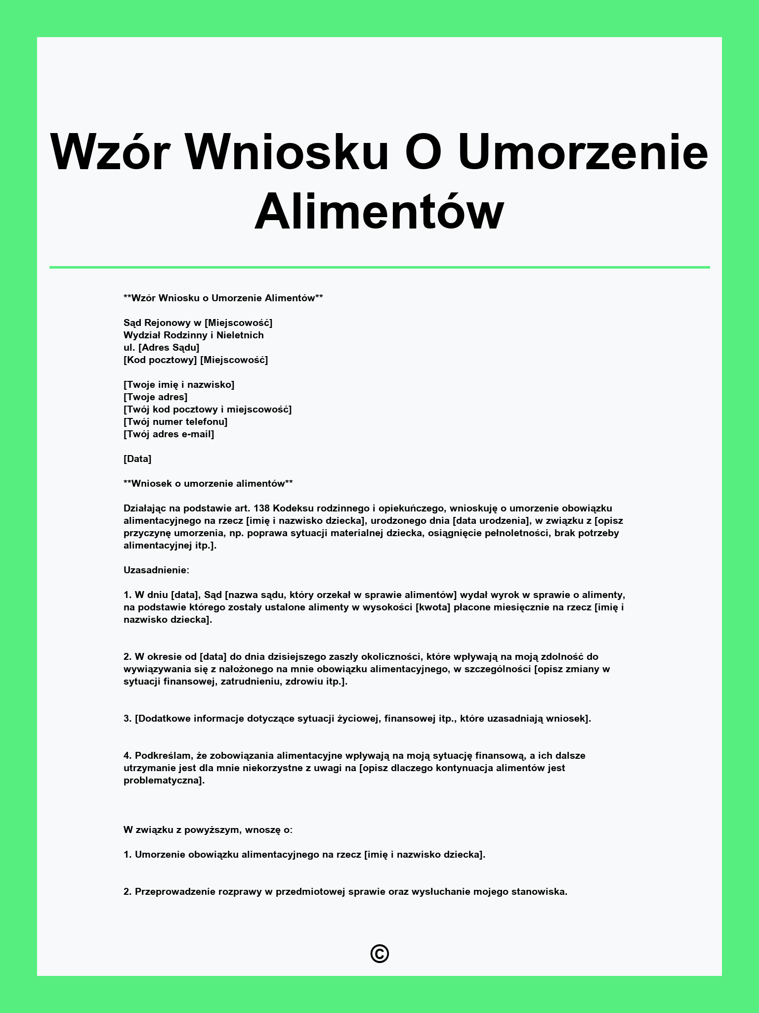 Wzór Wniosku O Umorzenie Alimentów
