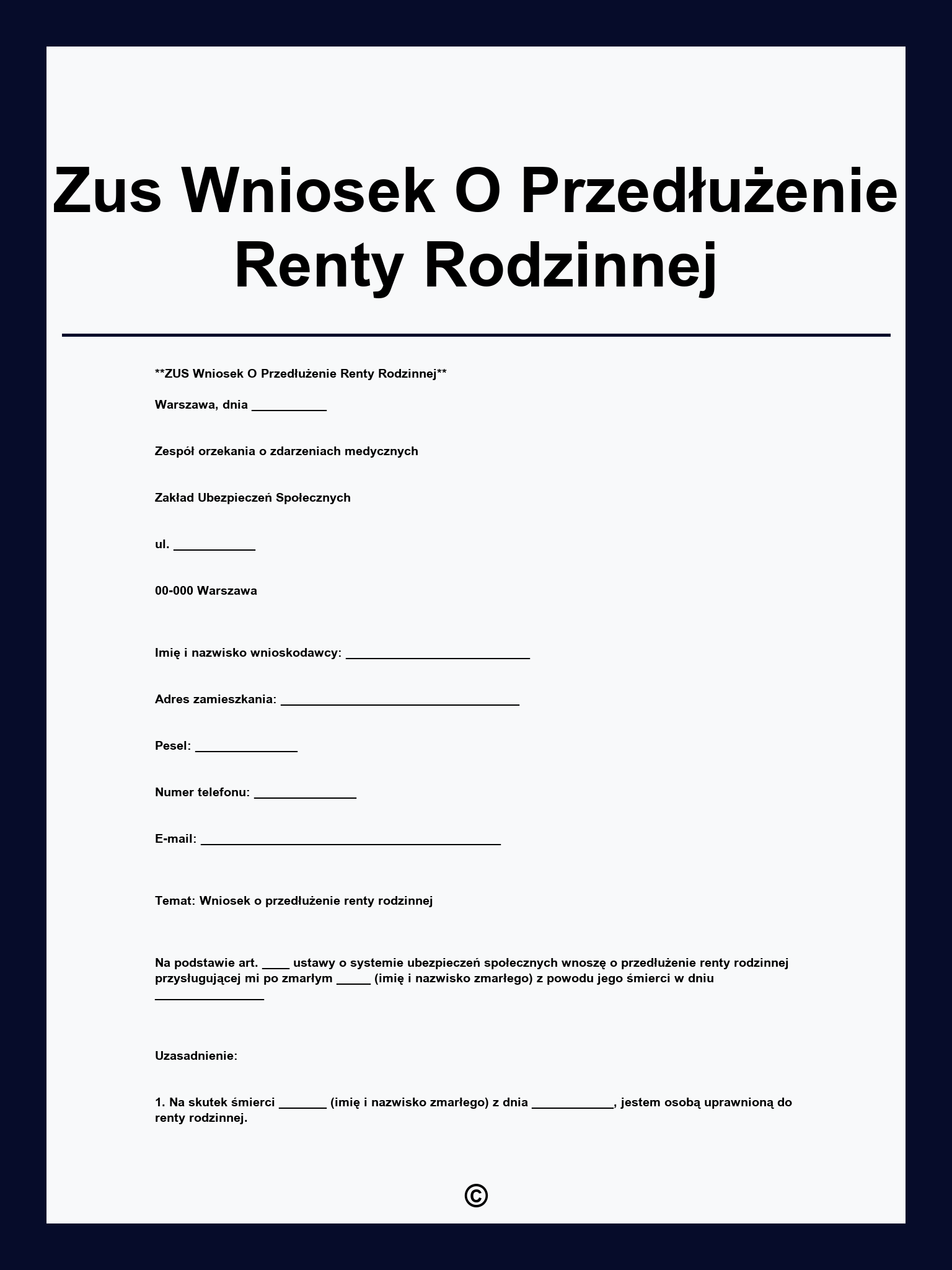 Zus Wniosek O Przedłużenie Renty Rodzinnej